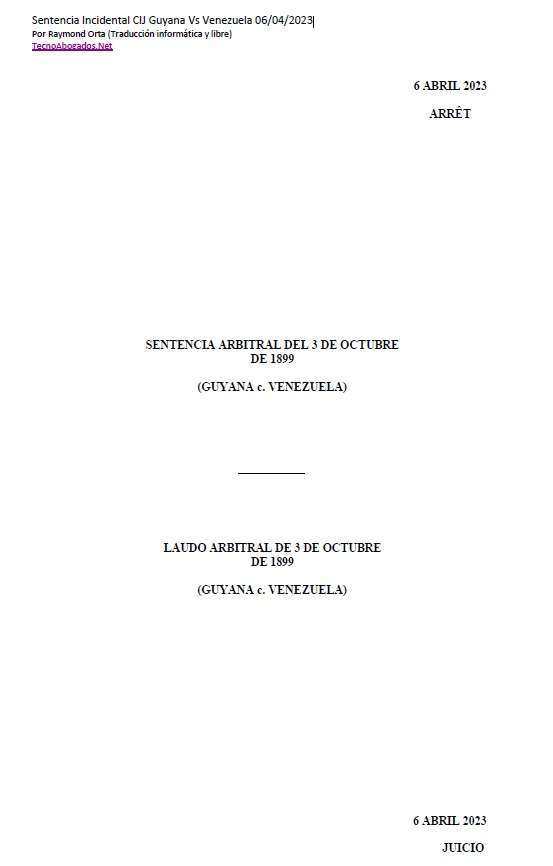 Sentencia 6-4-23 Corte Internacional de Justicia caso Guyana - Venezuela en Español + PDF